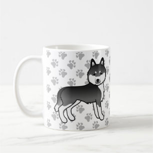 Mug Husky Sibérien Noir Et Blanc Dessin Animé De Chien