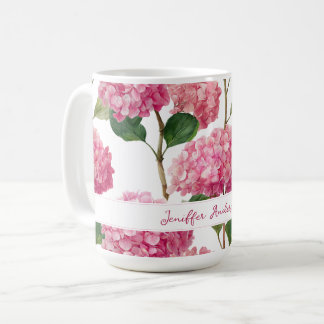 Mug Hydrangea Rose Floral avec Nom Personnalisé