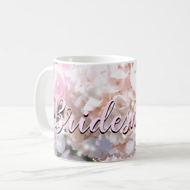 Mug Hydrangeas blancs romantiques roses en dentelle de (Devant gauche)
