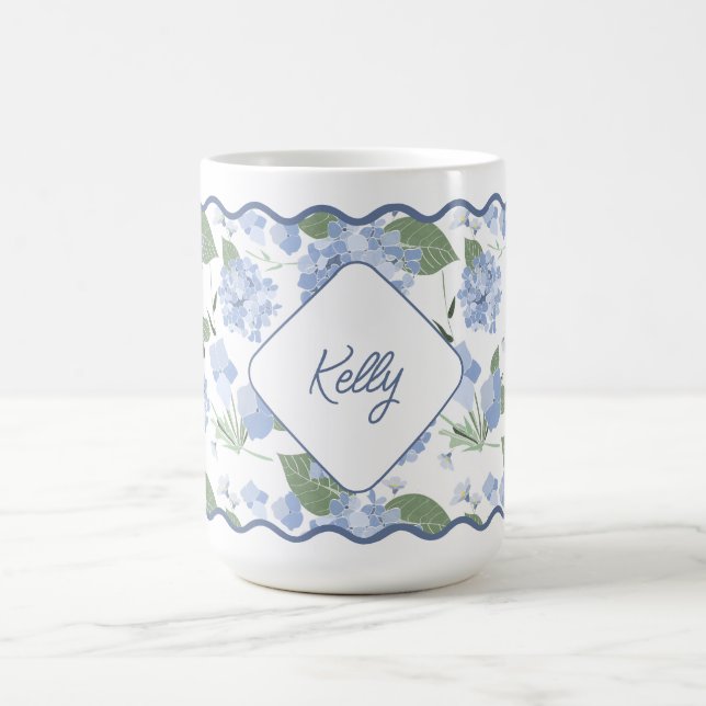Mug Hydrangeas Girly Classy Personnalisé Côtier (Centre)