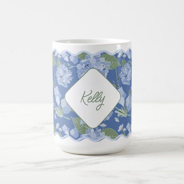 Mug Hydrangeas Girly Delicate Personnalisé Côtier (Centre)