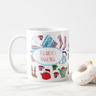 Mug Hygge personnalisé main tiré Retro Cosy Winter