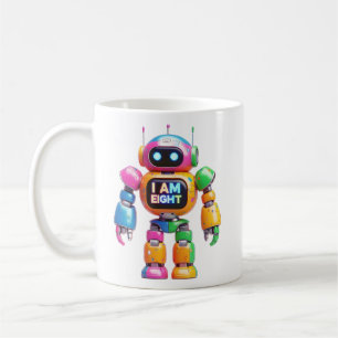 Mug I Am Eight Robot for Kids 8th Birthday Robot Boy