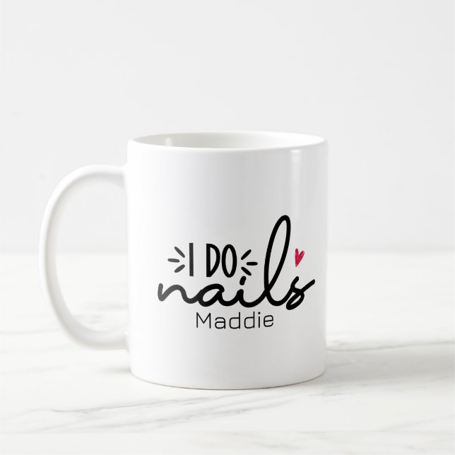 Mug I Do Nails Red Heart Personnalisé (Gauche)