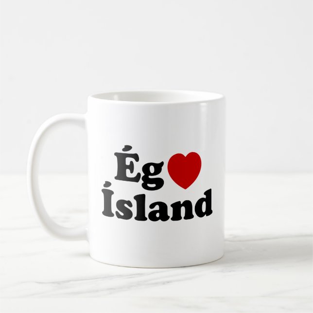 Mug I Heart (Love) Islande [Ég Elska Ísland] Islandais (Gauche)
