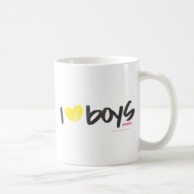 Mug I jaune de garçons de coeur (Droite)
