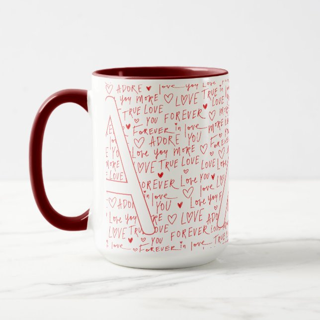 Mug I Love A You — Personalized Initial “A” Romantic D (Gauche)