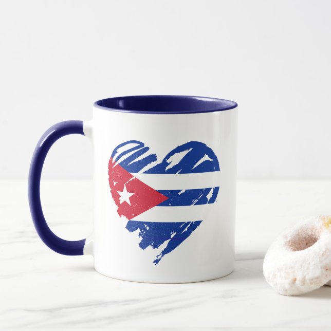 Mug I Love Cuba - Coeur du drapeau cubain (Avec donut)