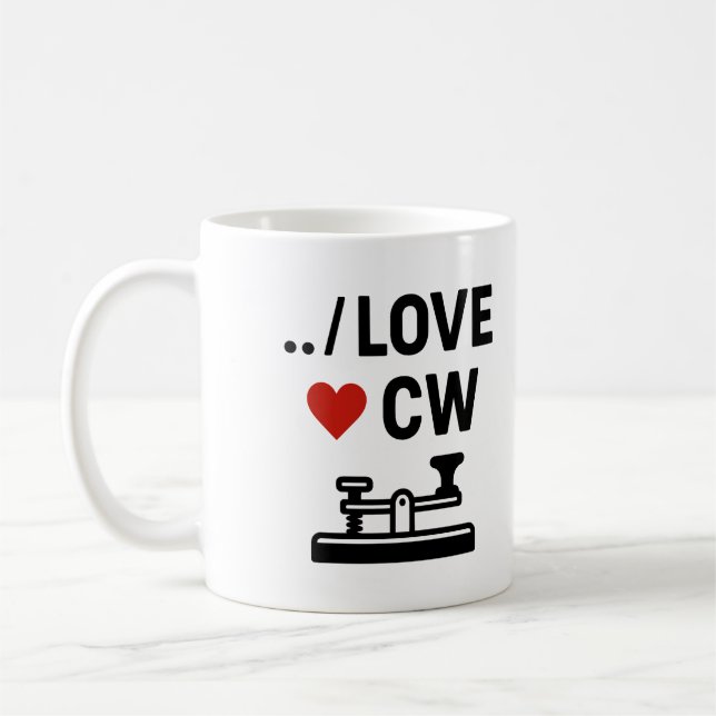 Mug I Love CW - Morse Code Ham Radio Passion (Gauche)