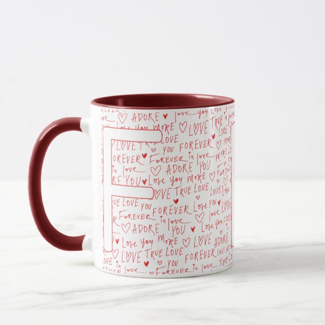 Mug I Love F You — Personalized Initial “F” Romantic D (Gauche)