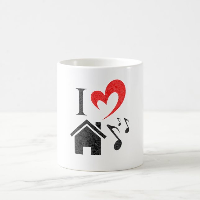 Mug I Love House Musique coeur musique Valentines Day (Centre)