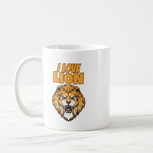 Mug I Love Lion for Animal Lover and Wildlife Fan (Gauche)