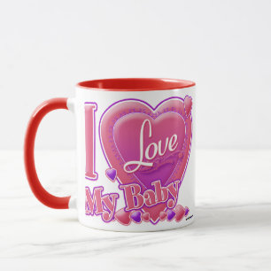 Mug I Love My Baby rose/violet - coeurs