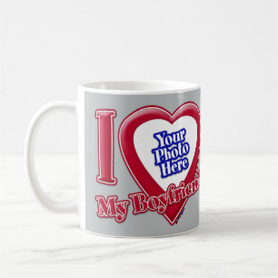 Mug I Love My Boyfriend Photo Red Heart Grey