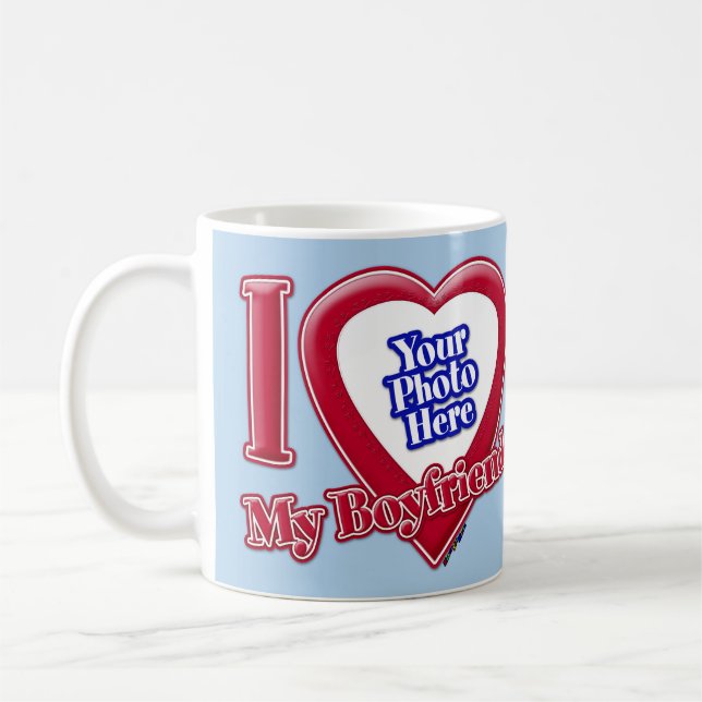 Mug I Love My Boyfriend Photo Red Heart Light Blue (Gauche)