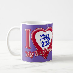 Mug I Love My Boyfriend Photo Red Heart Purple