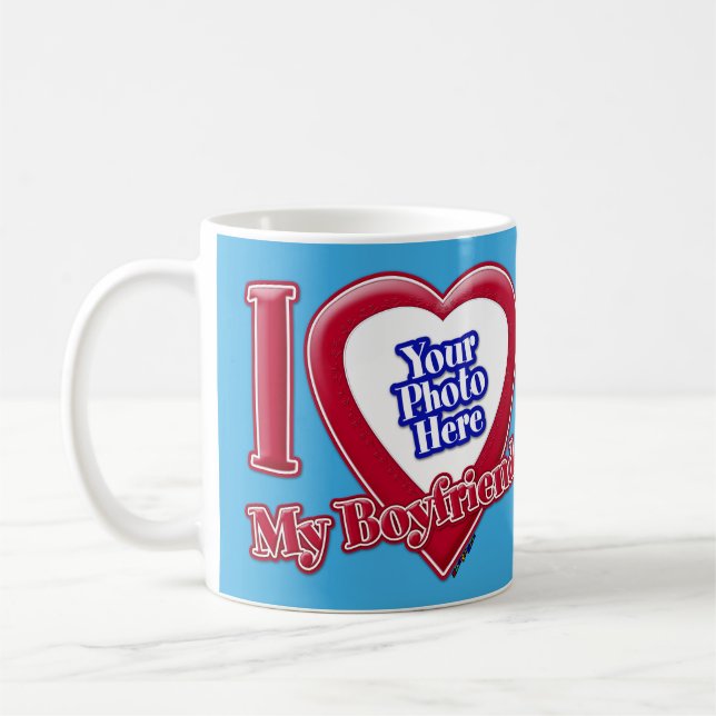 Mug I Love My Boyfriend Photo Red Heart Turquoise (Gauche)