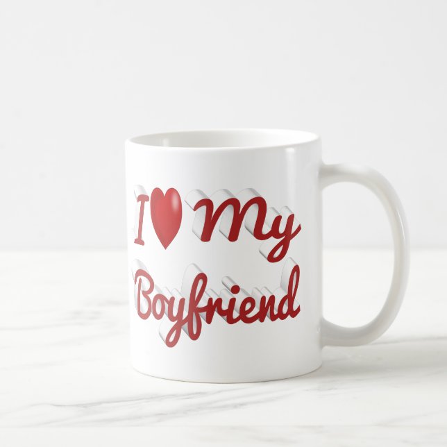 Mug I Love My Boyfriend texte rouge mignon (Droite)