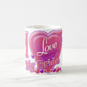 Mug I Love My Bride rose/violet - coeur