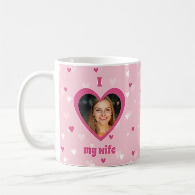 Mug I Love My Wife Custom Photo Hearts Valentine (Gauche)