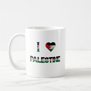 Mug I Love Palestine Heart Flag Unité Liberté