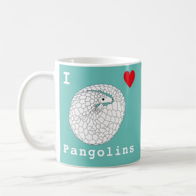 Mug I Love Pangolins en voie de disparition Art animal (Gauche)