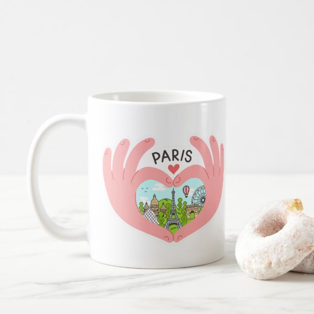 Mug I Love Paris, Paris romantique inspiré des voyages (Avec donut)