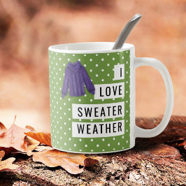 Mug I Love Sweater Météo Fun Pois blancs vert