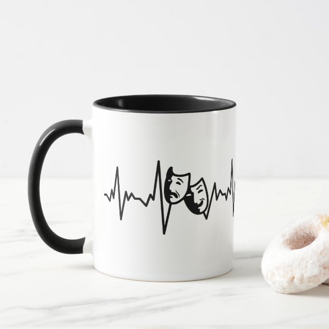 Mug I Love Theatre - Drama Masques Heartbeat (Avec donut)