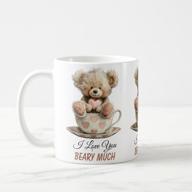 Mug I Love You Beary Much In Cup Postcard (Gauche)
