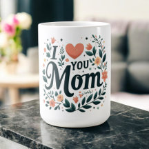 I Love You Mom - Floral Heart