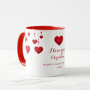 Mug I Love You Red Hearts Personnalisé Saint Valentin