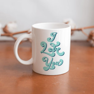 Mug I Love You Valentine's Day Cup Retro Light Turquoi