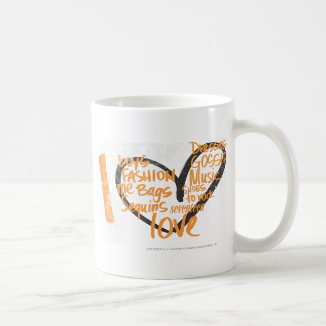 Mug I orange de graffiti de coeur (Droite)
