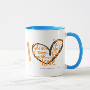 Mug I orange de graffiti de coeur
