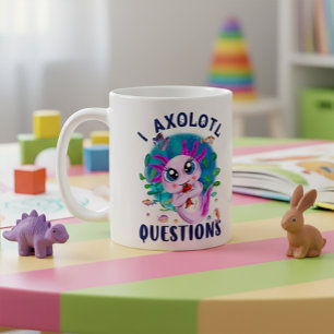 Mug I Questions Axolotl, Axolotl Kawaii Pink