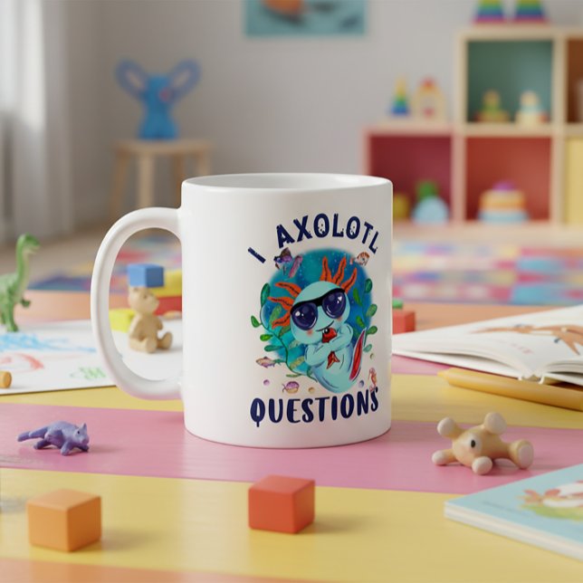 Mug I Questions Axolotl, Citation Axolotl (I Axolotl Questions Mug - Cute Amphibian)