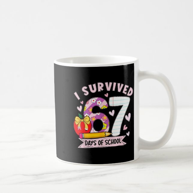 Mug I Survived 67 Days Of School Funny Leopard Student (Droite)