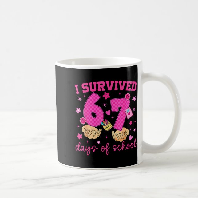 Mug I Survived 67 Days Of School Funny Meme Boy Girl T (Droite)