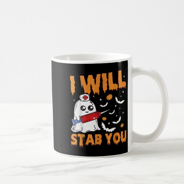 Mug I Will Stab You Ghost Nurse Retro Funny Halloween  (Droite)