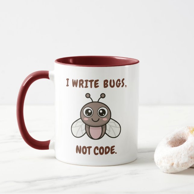 Mug I write bugs, not code (Avec donut)