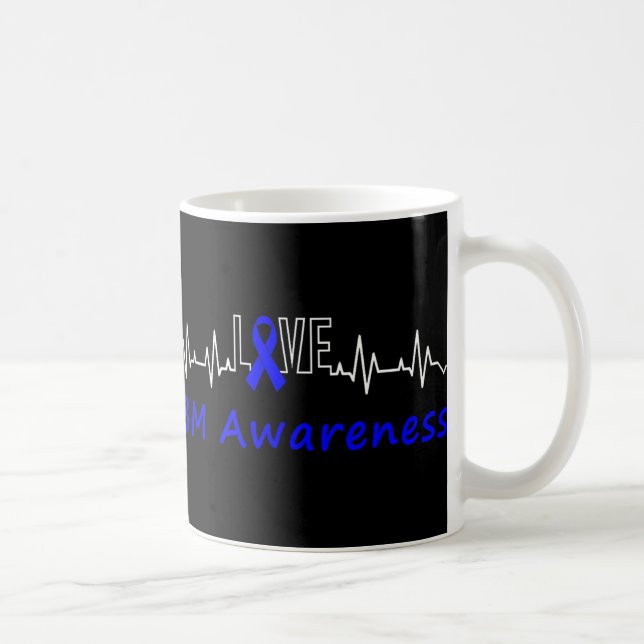 Mug Ibm Awareness Blue Ribbon Love Heartbeat Support Q (Droite)