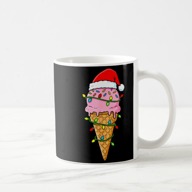 Mug Ice Cream Cone Christmas Lights Santa Hat Food Xma (Droite)
