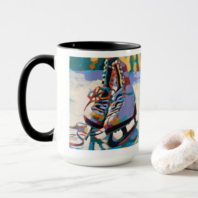 Mug Ice skates Painting - Gift for Holiday (Avec donut)