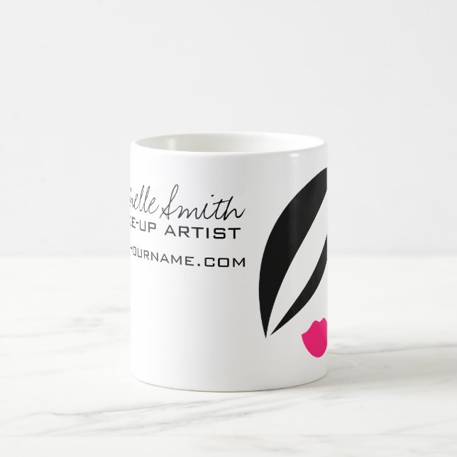 Mug Icône maquillage Femme visage en noir blanc lèvres (Centre)