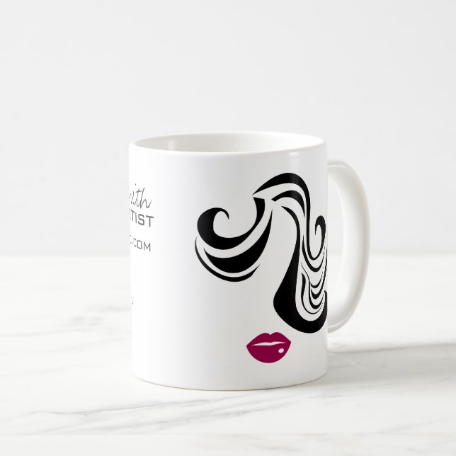Mug Icône maquillage Femme visage en noir blanc lèvres (Devant droit)
