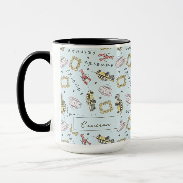 Mug Icônes d'aquarelle AMIS™ Motif | Ajouter Votre Nom (Gauche)