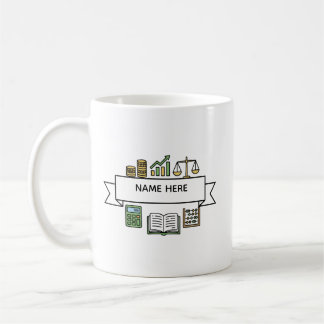 Mug Icônes de comptabilité financière avec nom de comp