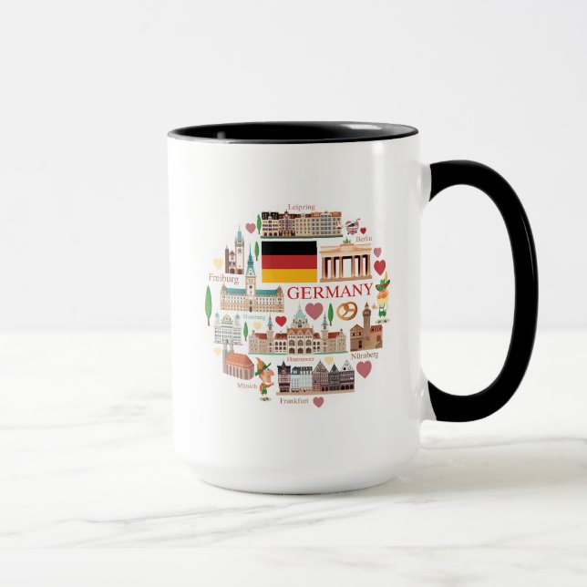 Mug Icônes de voyage de l'Allemagne (Droite)