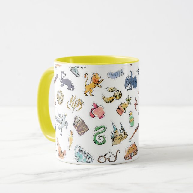 Mug Icônes Harry Potter à l'aquarelle (Devant gauche)
